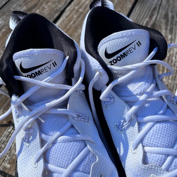 Nike Zoom Rev II Men's White black Basketball Shoes Size 11.5 EUC - Picture 2 of 7